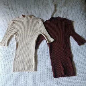 Frank and Oak Pair of Mockneck Sweaters, Size M
